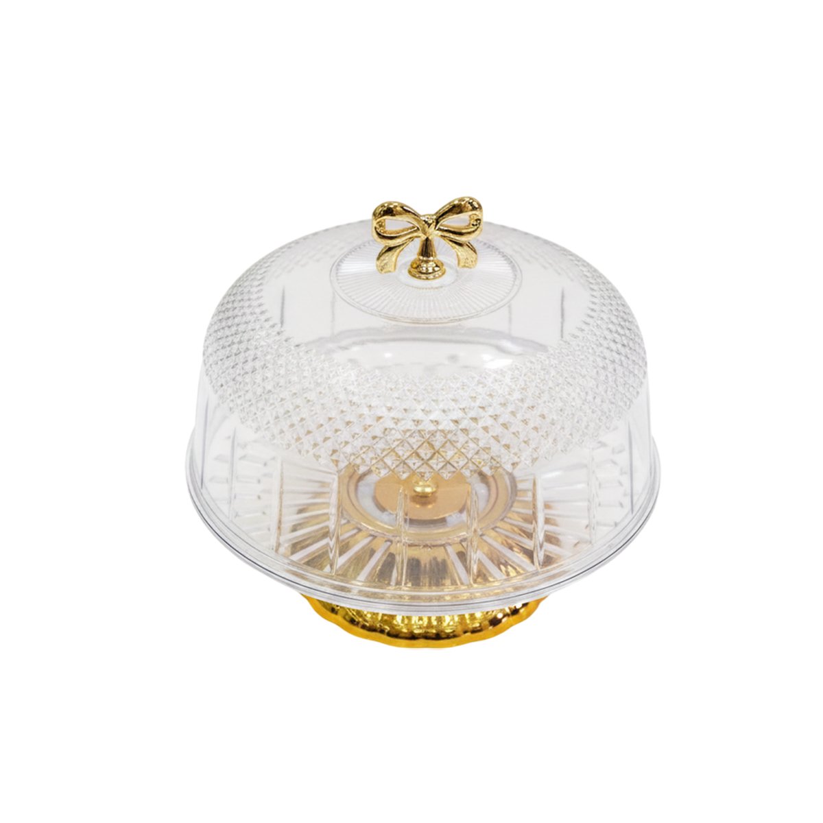 PACK2 TAPA CON CUPULA Y LAZO DORADO TRANSPARENTE 30X24,5CM PARA COCINA YREGALO STICKER - 2