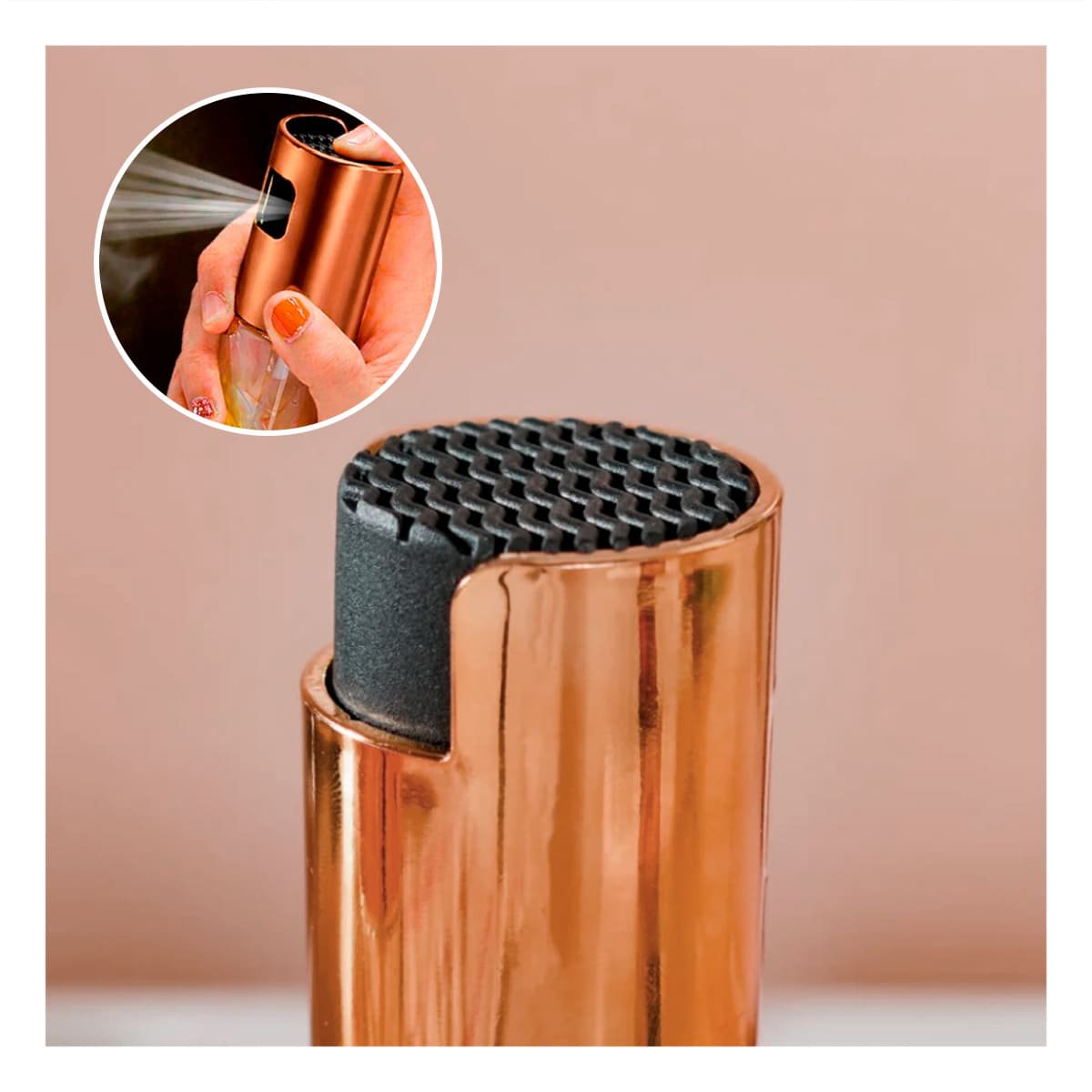 PULVERIZADOR DE VIDRIO COBRE 100ML CON TAPA METALICA DE GRAN BRILLO YPAPEL REGALO - 2