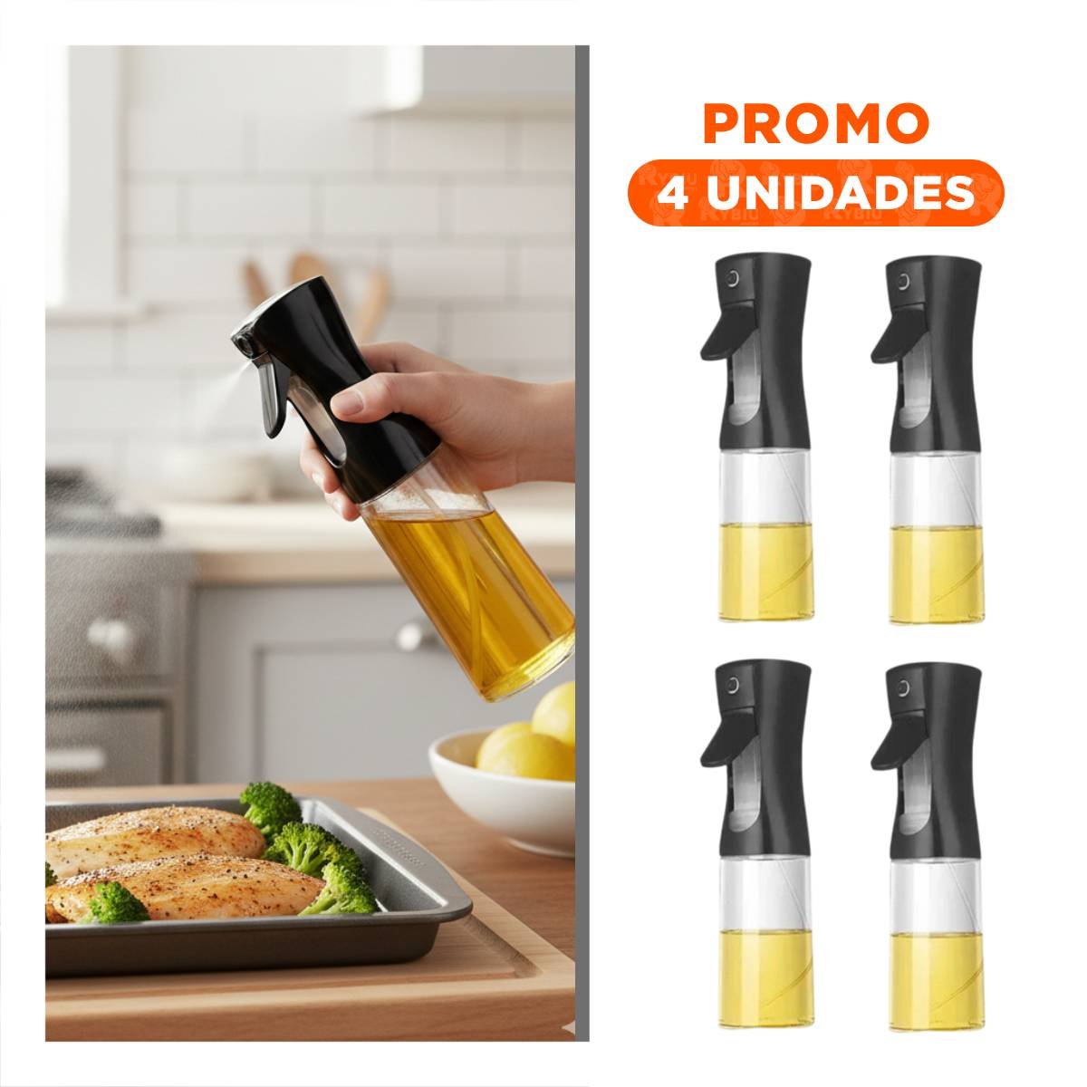PACK4 DISPENSADOR DE ACEITE NEGRO 220ML PARA ALIÑAR ENSALADA CON MUCHA CLASE - 1