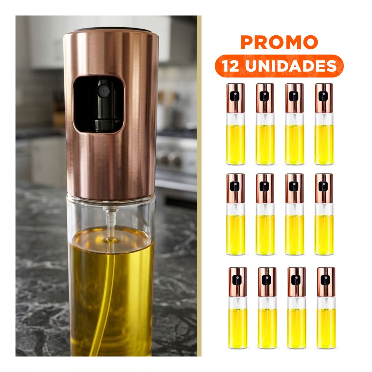 PACK12 DISPENSADOR DE ACEITE COBRE 100ML PARA ROCIAR SALSAS CON FACILIDAD - 1