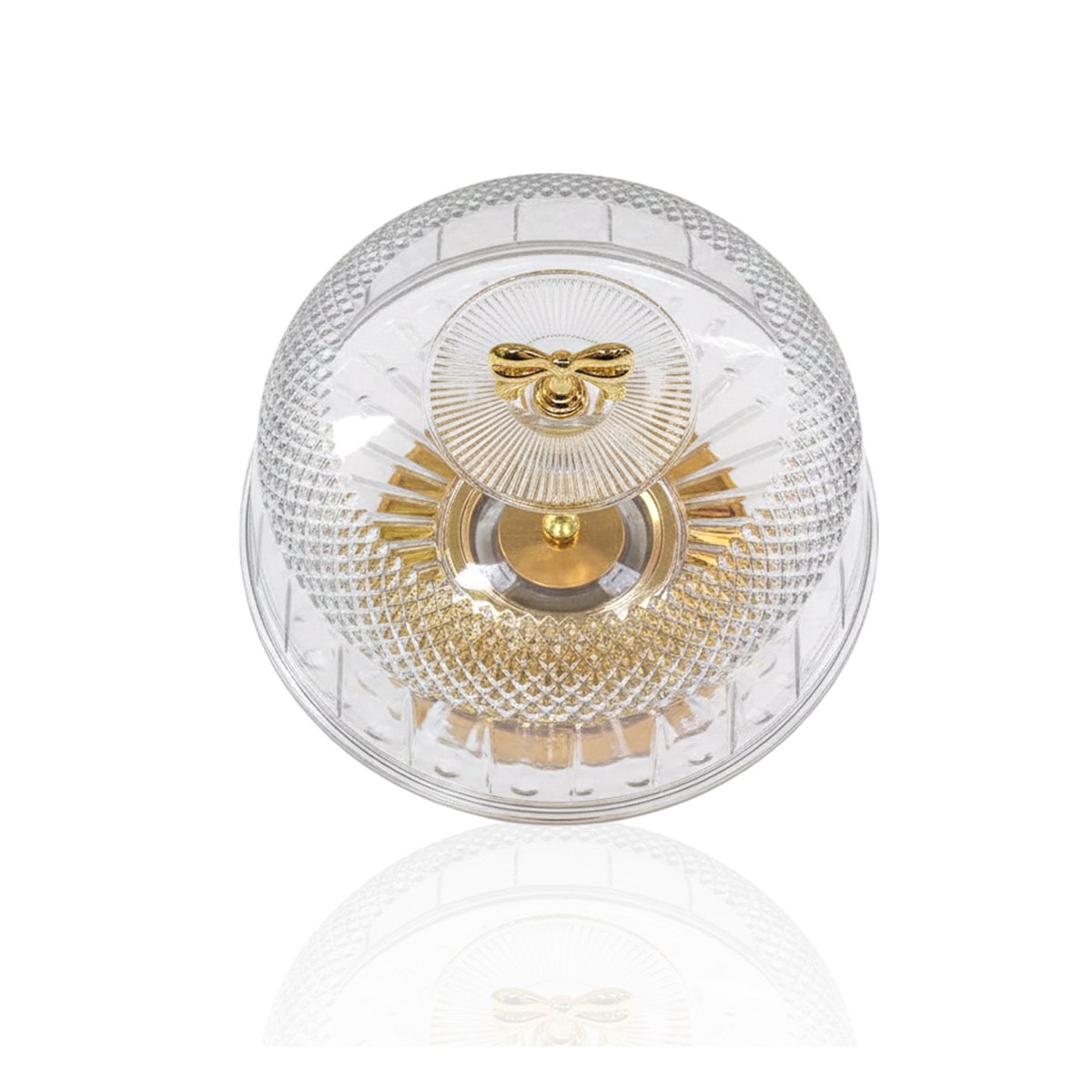 PEDESTAL TRANSPARENTE CON CUPULA Y LAZO DORADO 33,5X26CM PARA COCINA YLIGAS REGALO - 5
