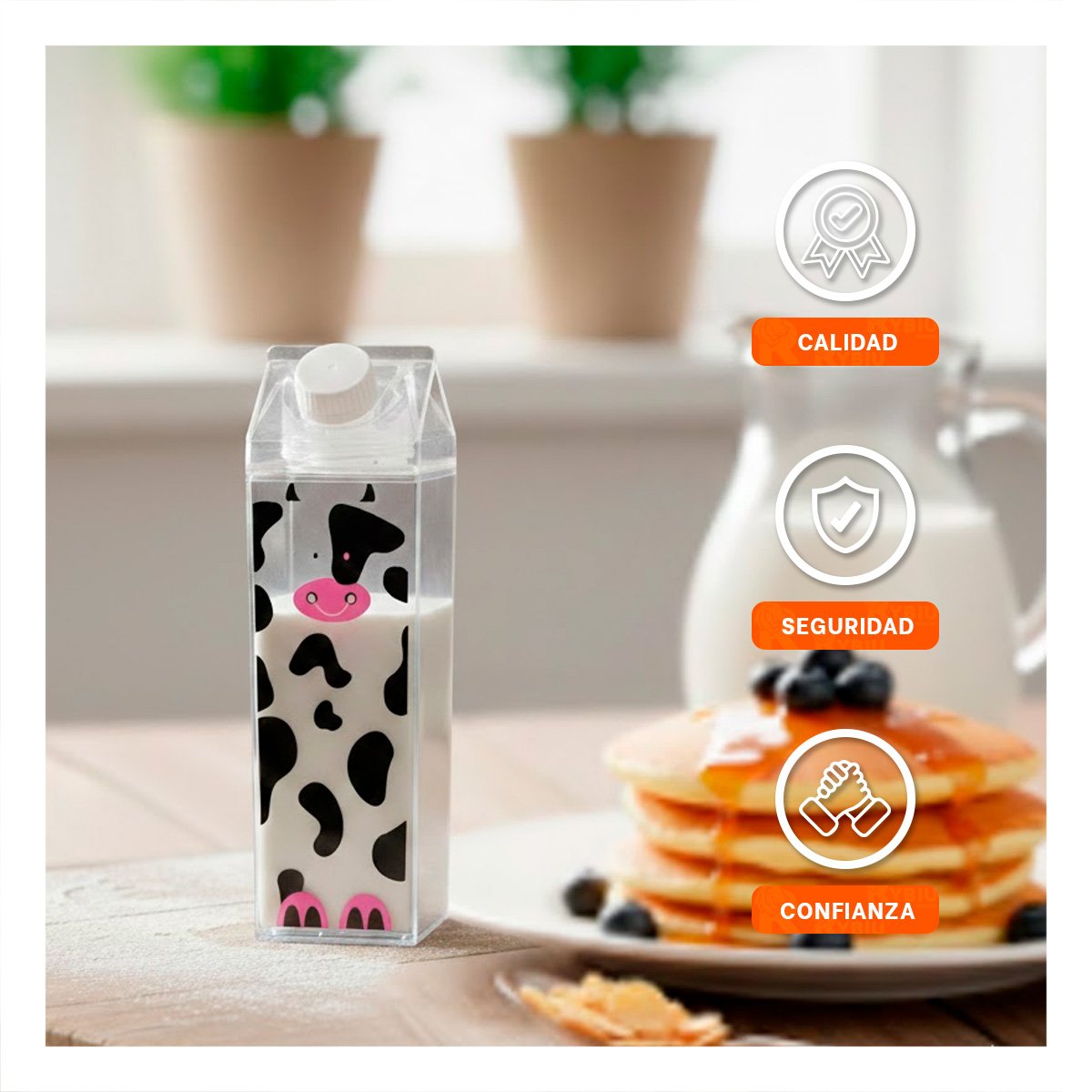 ENVASE DE VIDRIO MANCHAS NEGRAS Y ROSADAS 1L CON TAPA FIRME PARA SU FAMILIA YPAPEL REGALO - 5