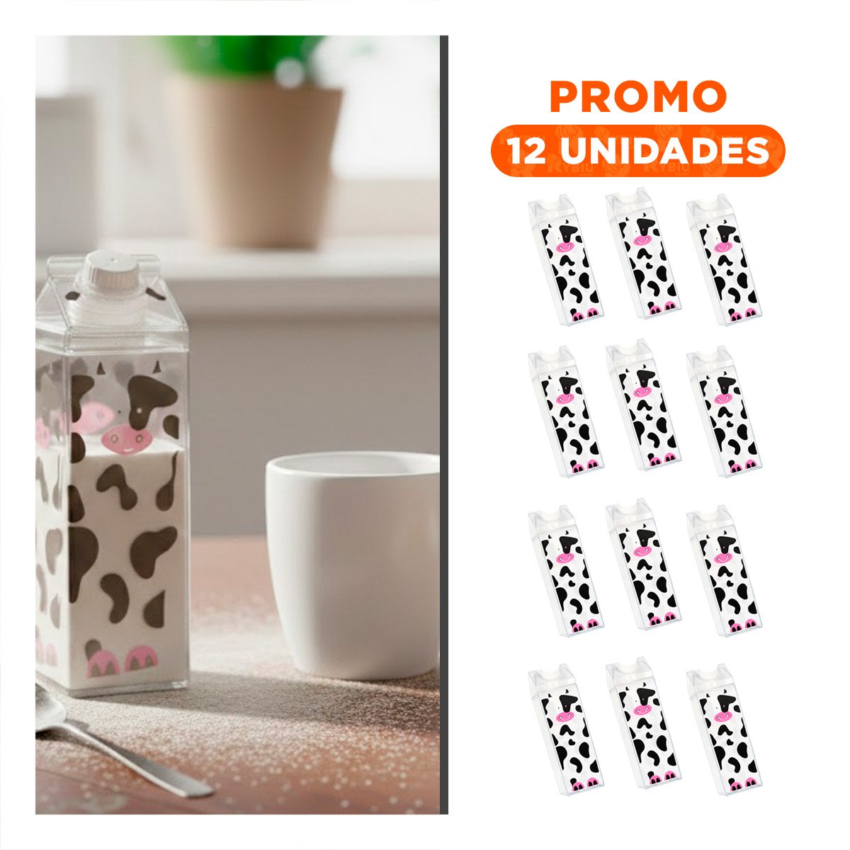 PACK12 RECIPIENTE DE MESA MANCHAS NEGRAS Y ROSADAS 1L PARA UNA TARDE DE ORDEN REAL - 1