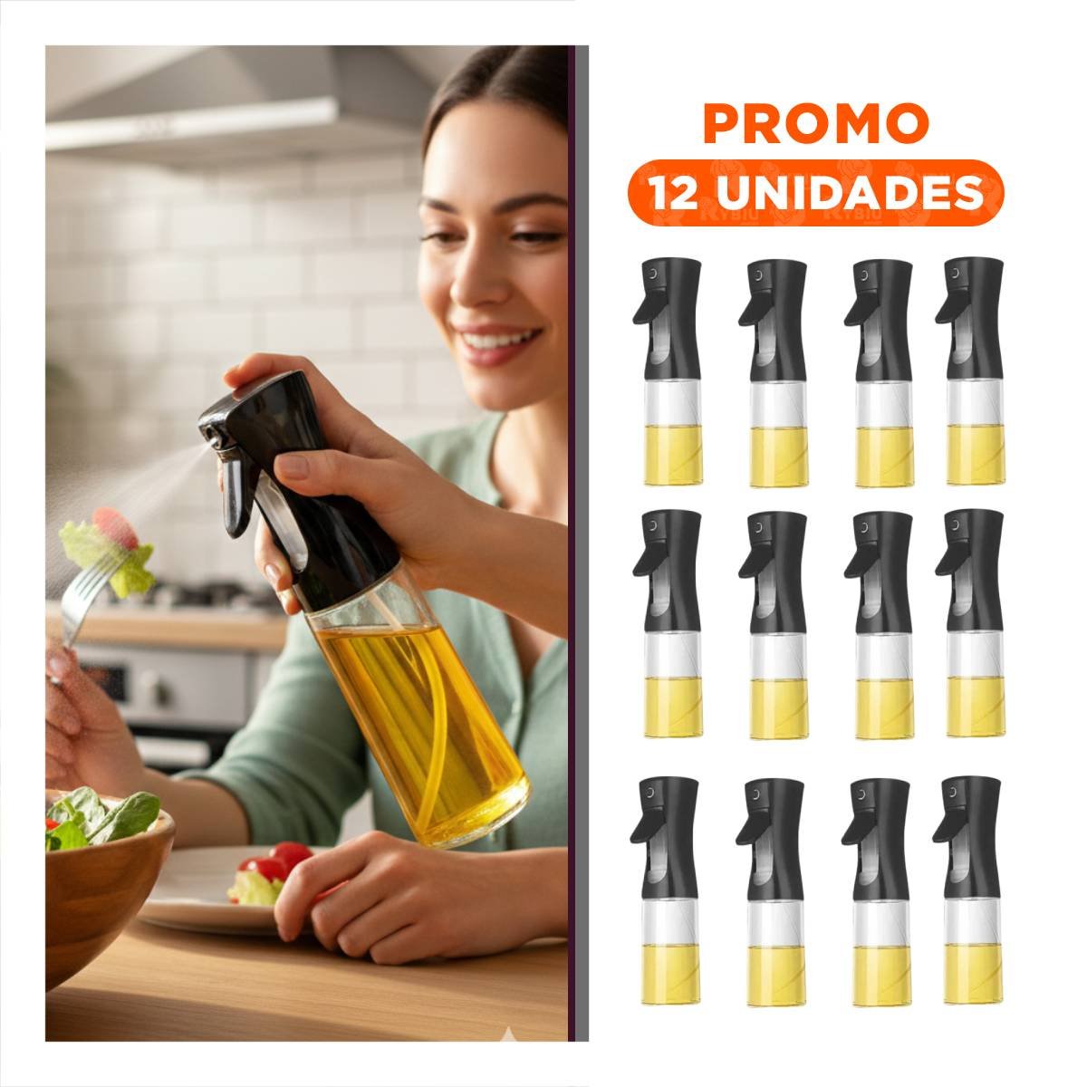 PACK12 PULVERIZADOR DE VIDRIO NEGRO 220ML CON AGARRE COMODO PARA SUS MANOS - 1