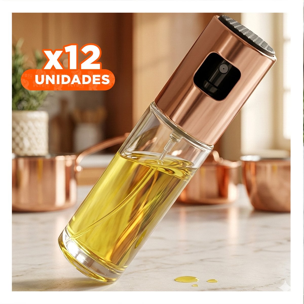 PACK12 ACEITERO EN SPRAY COBRE 100ML CON CUELLO DE VIDRIO PARA EL RELLENO YREGALO STICKER - 1