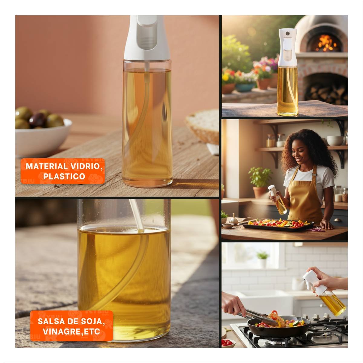 DISPENSADOR DE ACEITE BLANCO 220ML PARA ROCIAR SUS SARTENES CON CALMA - 2