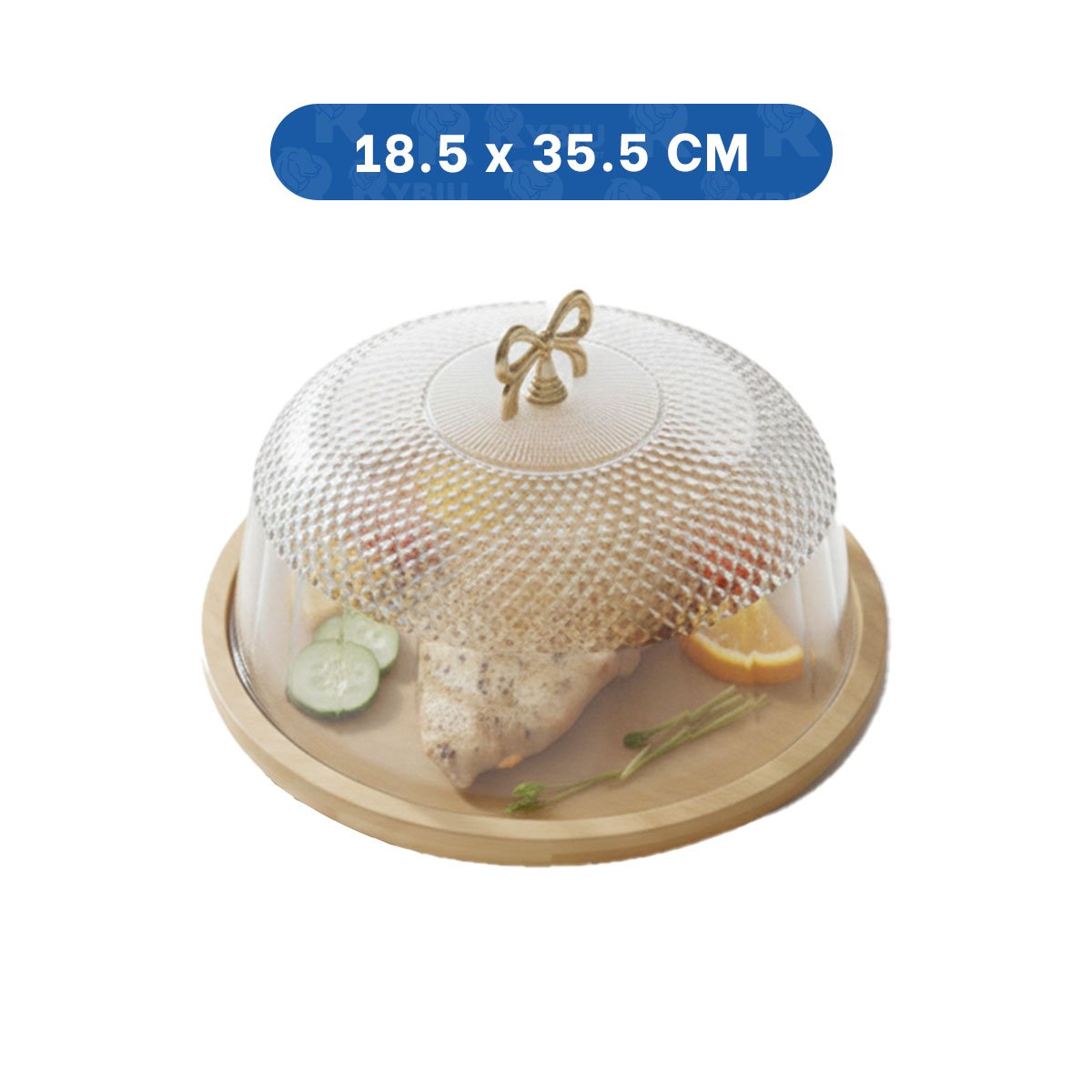 PACK2 CONTENEDOR CON CUPULA TRANSPARENTE Y LAZO COLOR DORADO 35,5X18,5CM PARA EXHIBIR - 4