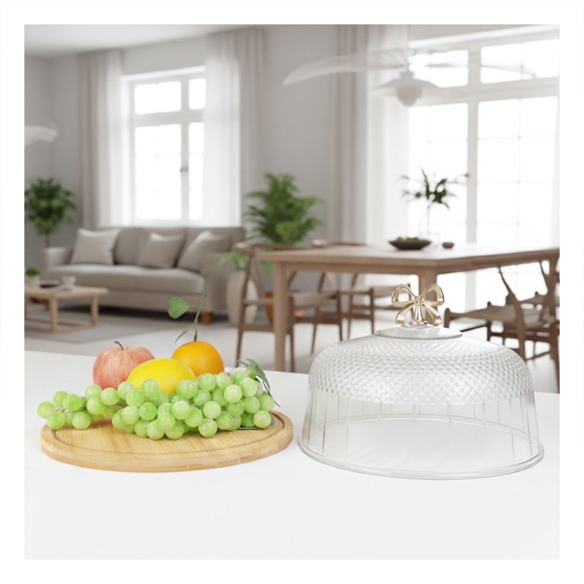 PACK2 CONTENEDOR CON CUPULA TRANSPARENTE Y LAZO COLOR DORADO 35,5X18,5CM PARA EXHIBIR - 5