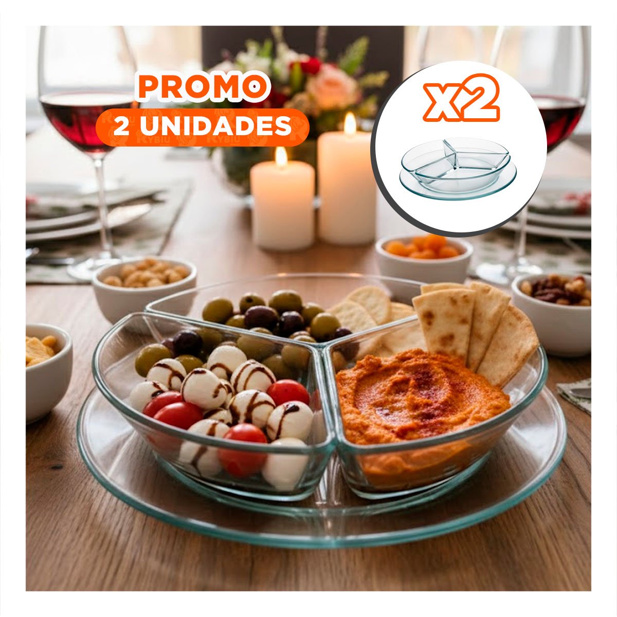 PACK2 ORGANIZADOR DE MESA TRANSPARENTE 3 DIVISIONES CON DISEÑO DE LUJO YPAPEL REGALO - 1