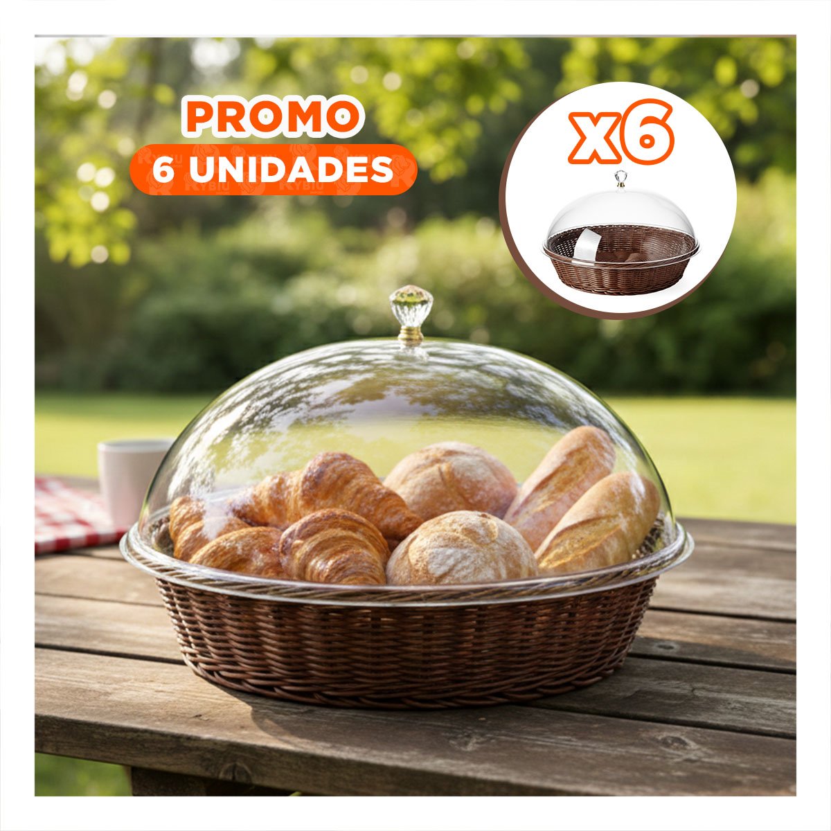 PACK6 CONTENEDOR CON CUPULA COLOR MARRON DE PLASTICO 31X23CM FUNCIONAL Y DECORATIVA - 1