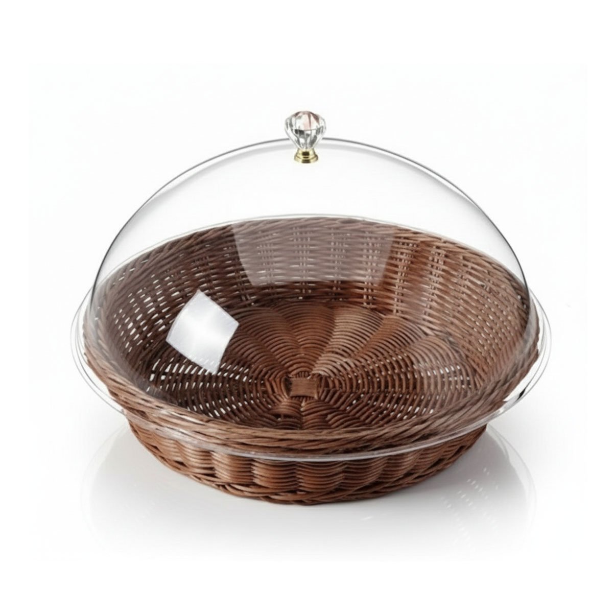 CESTA CON CUPULA COLOR MARRON DE PLASTICO 31X23CM PARA COCINA Y COMEDOR YREGALO STICKER - 1