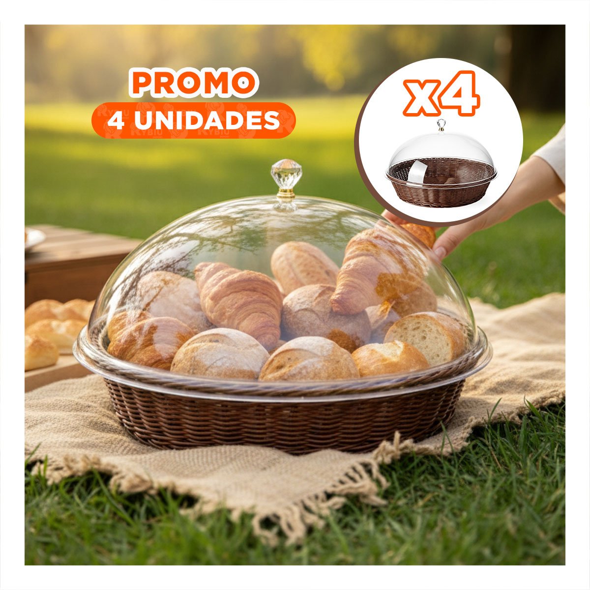 PACK4 TAPA CON CUPULA COLOR MARRON DE PLASTICO 31X23CM USO DIARIO Y DECORATIVA YREGALO STICKER - 1