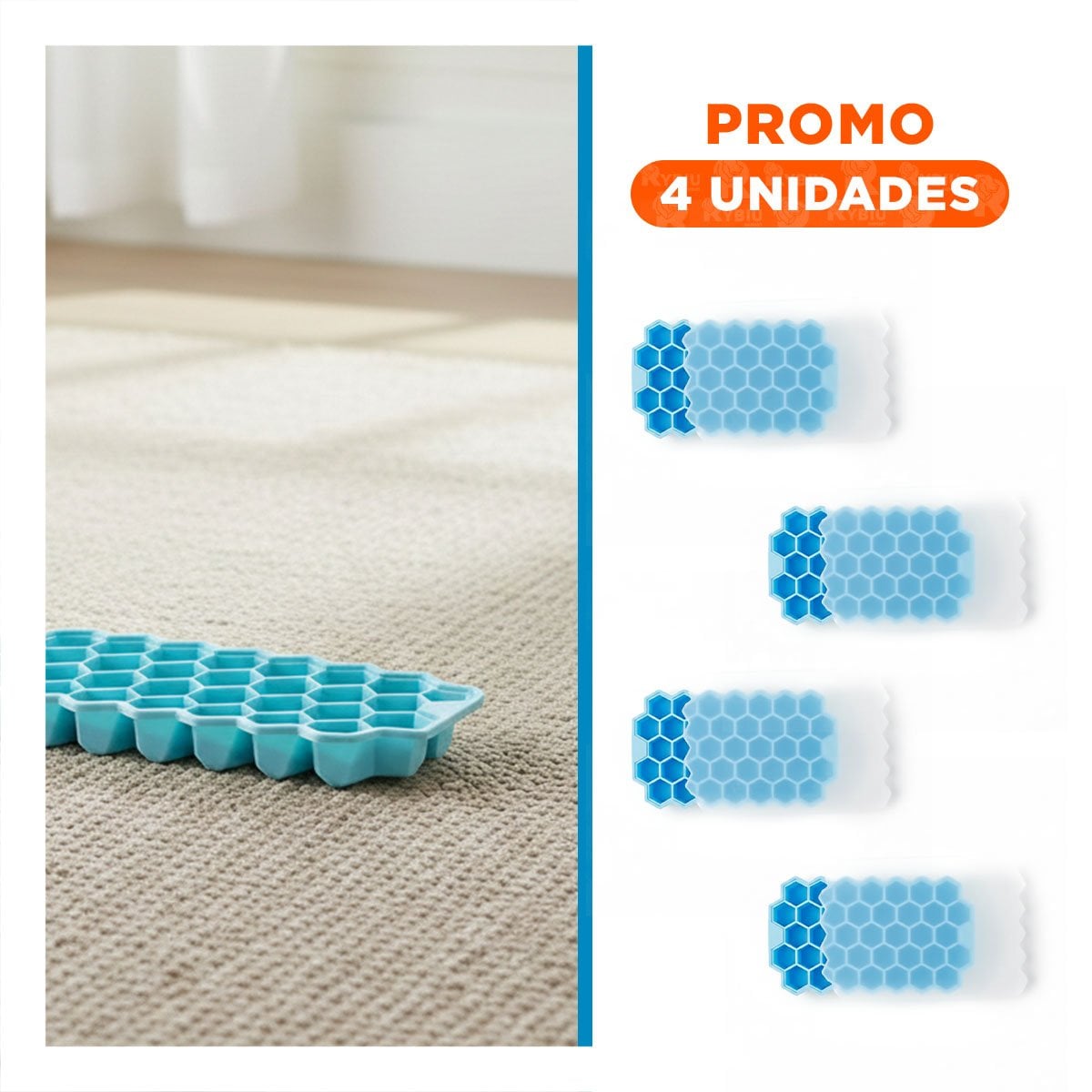 PACK4 MOLDE DE SILICONA PARA UNA BEBIDA CON MUCHA GANA CELESTE 20,5X12CM - 1