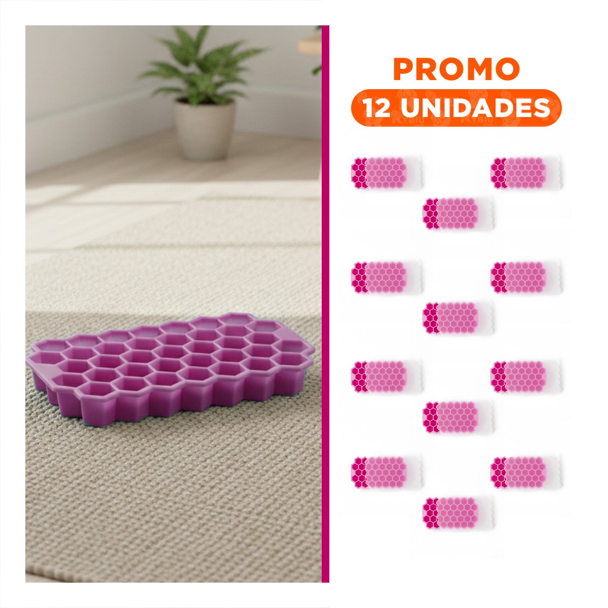PACK12 BANDEJA DE HIELO PARA UNA TARDE DE ORDEN ROSADO 20,5X12CM REAL - 1