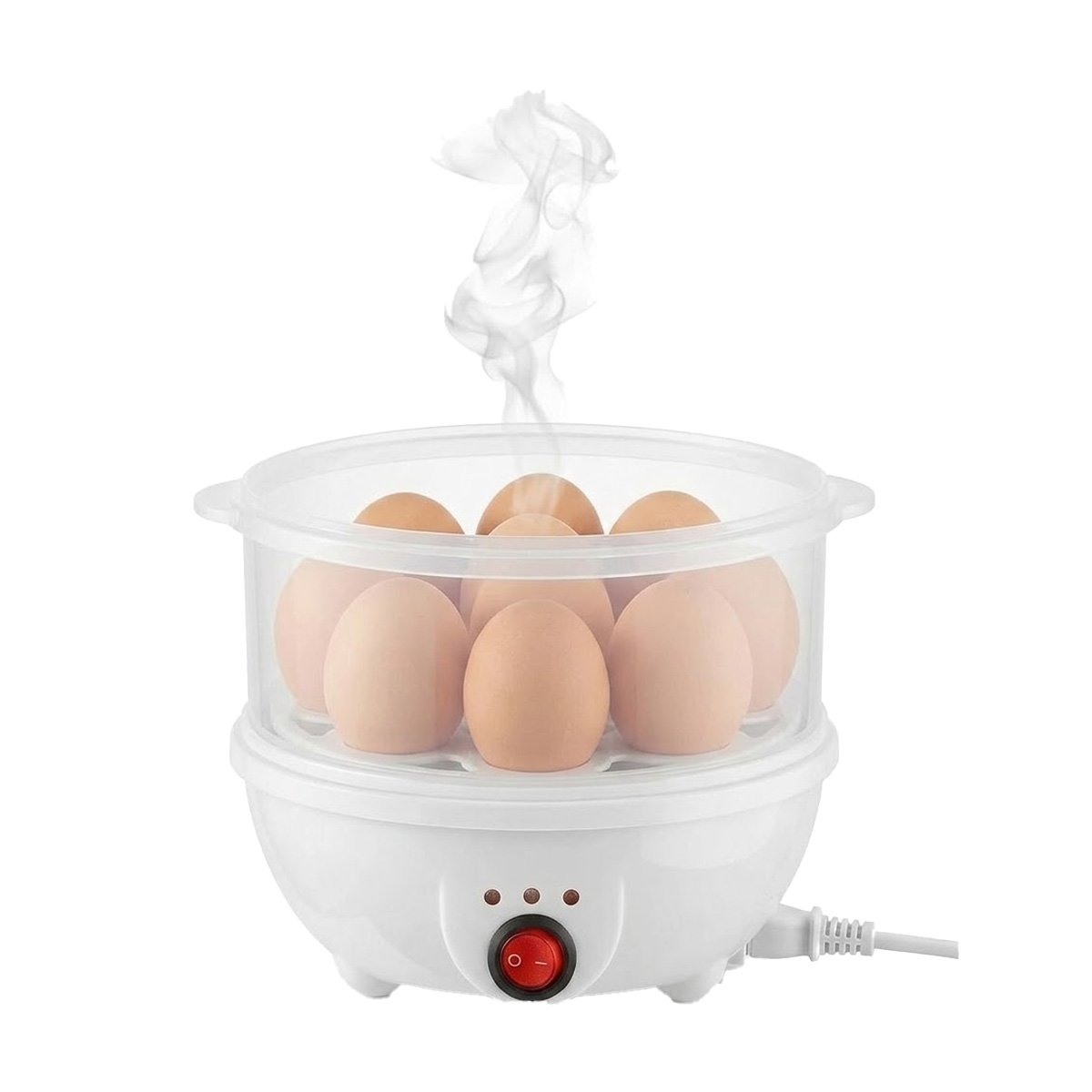COCEDOR DOMESTICO DE HUEVOS BLANCO CON 2 NIVELES PARA USO DIARIO EN HOGAR YLIGAS REGALO - 5