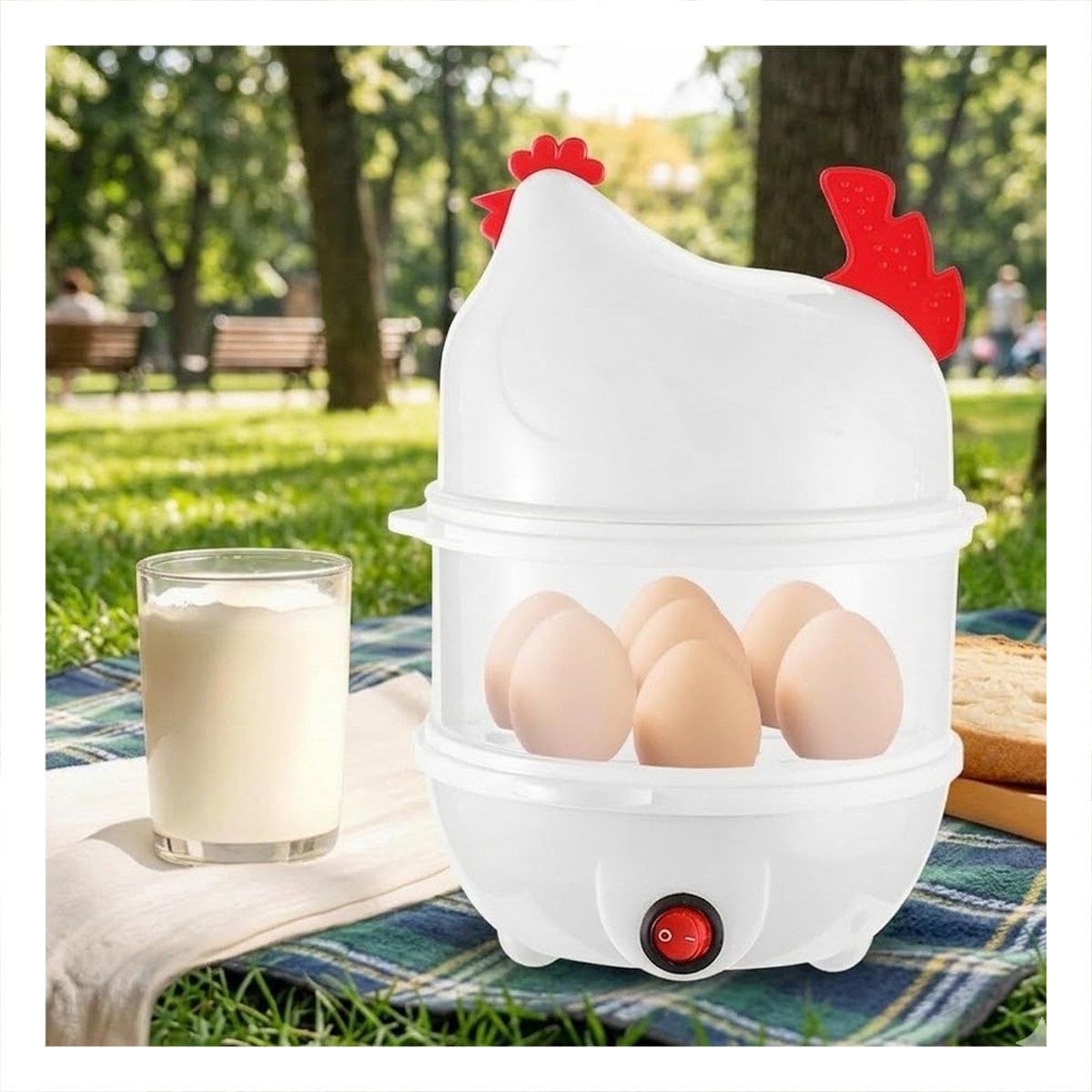 COCEDOR DE HUEVOS ELECTRICO 2 NIVELES BLANCO PARA COCINA PRACTICA EN CASA - 5