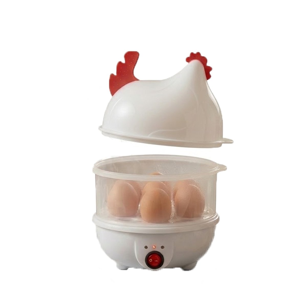 PACK12 CALENTADOR COMPACTO DE HUEVOS BLANCO CON 2 NIVELES PARA USO DIARIO YREGALO STICKER - 2