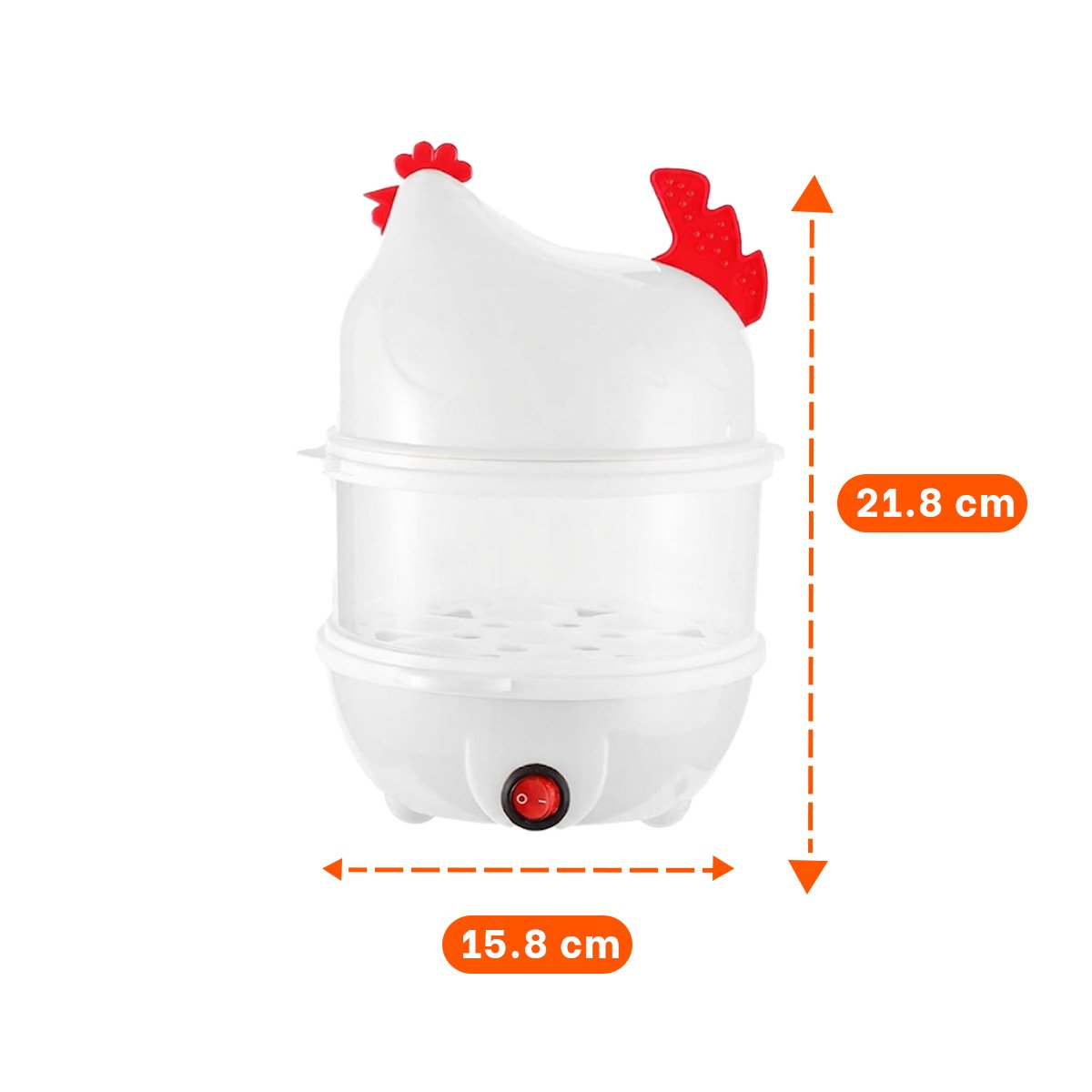 PACK12 CALENTADOR COMPACTO DE HUEVOS BLANCO CON 2 NIVELES PARA USO DIARIO YREGALO STICKER - 4