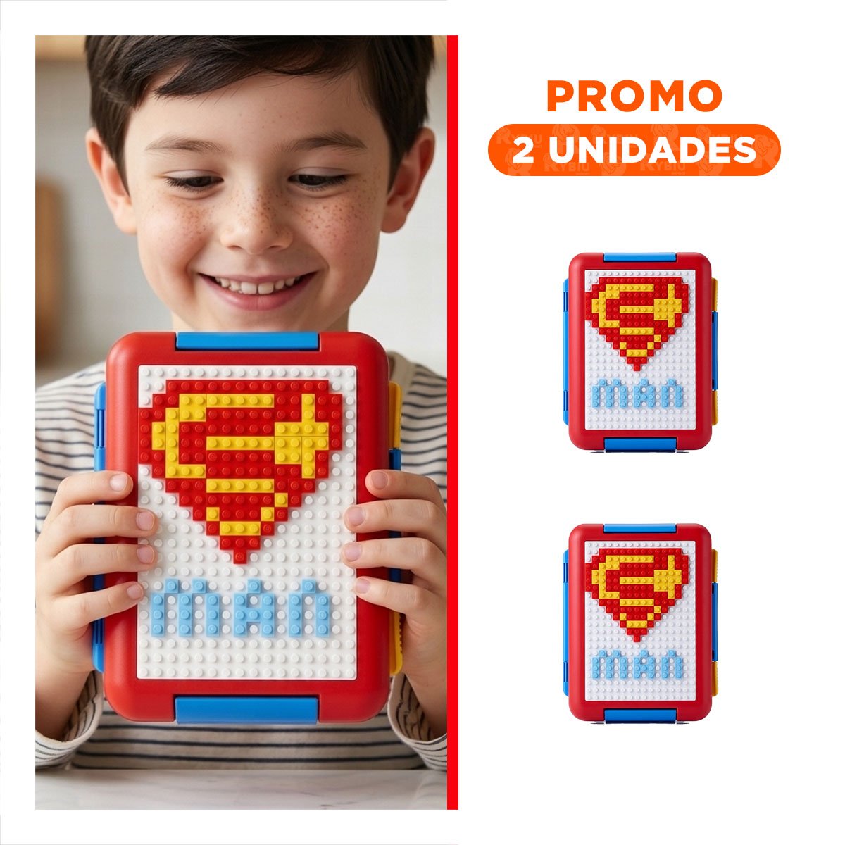 PACK2 CONTENEDOR MODULAR ROJO CON 4 DIVISIONES PARA ORGANIZAR COMIDAS YREGALO STICKER - 1