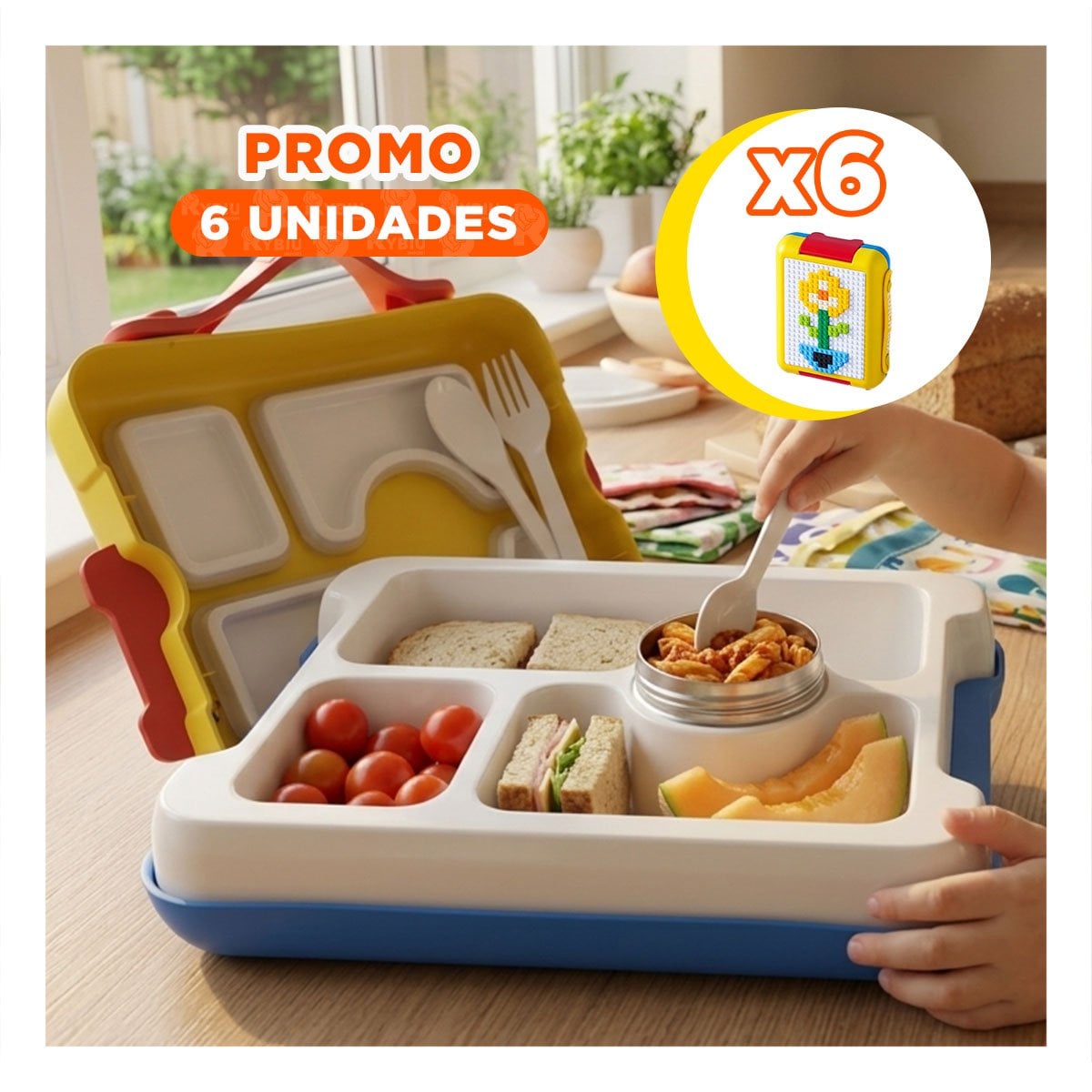 PACK6 ORGANIZADOR ESCOLAR LEGO 4 DIVISIONES AMARILLO PRACTICO DIARIO - 1