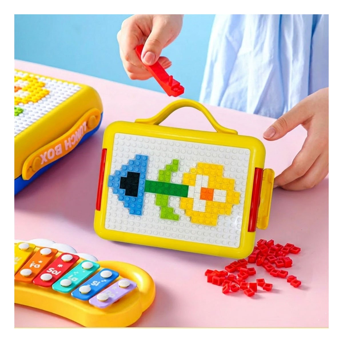 PACK6 ORGANIZADOR ESCOLAR LEGO 4 DIVISIONES AMARILLO PRACTICO DIARIO - 2