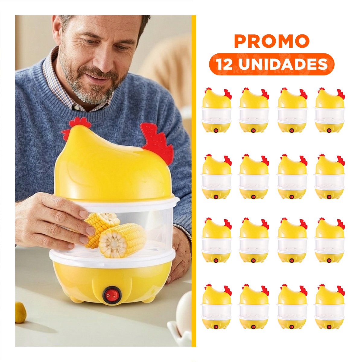 PACK12 ACCESORIO DE COCINA PARA HUEVOS DOS NIVELES AMARILLO USO DIARIO FAMILIAR - 1
