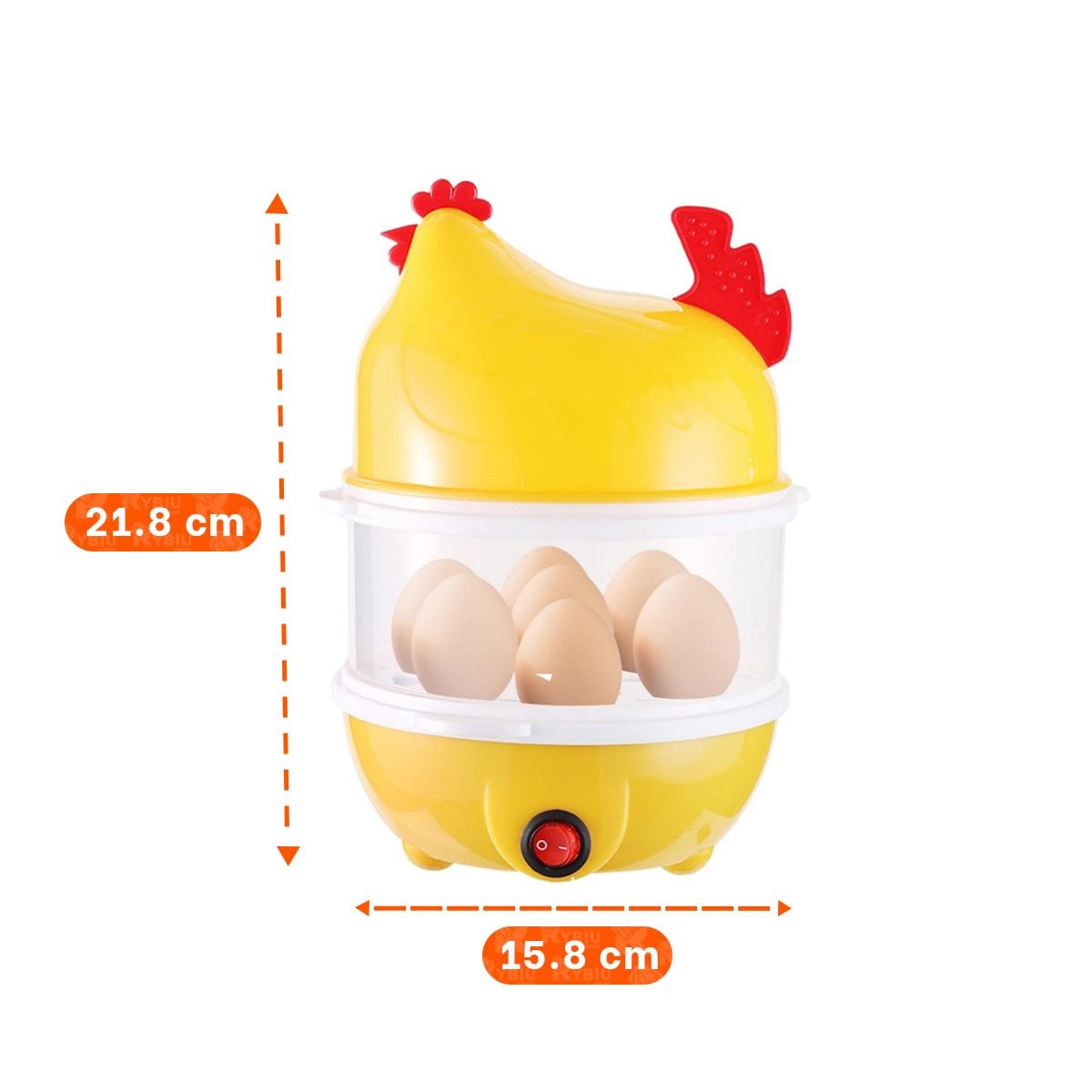 GALLINA HERVIDORA DE HUEVOS DOS NIVELES AMARILLO PARA COCINA HOGAR - 4