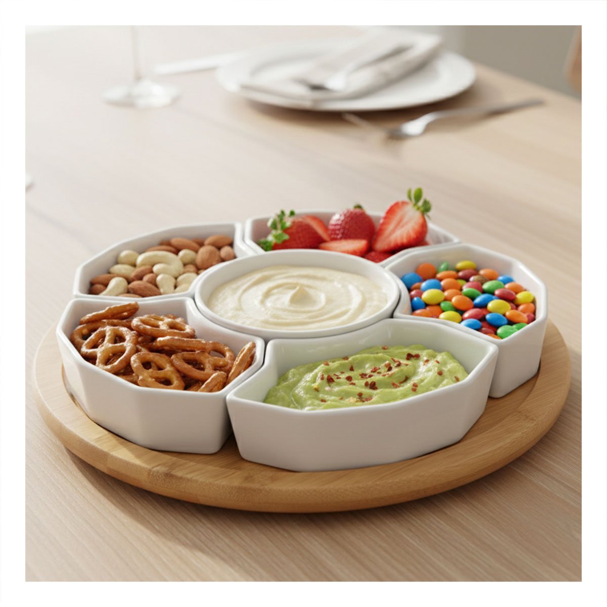 PACK2 BASE 6 BOWLS DE COLOR BLANCO CERAMICA 30CM GUARDAR COMIDA Y COCINA HOGAR - 2