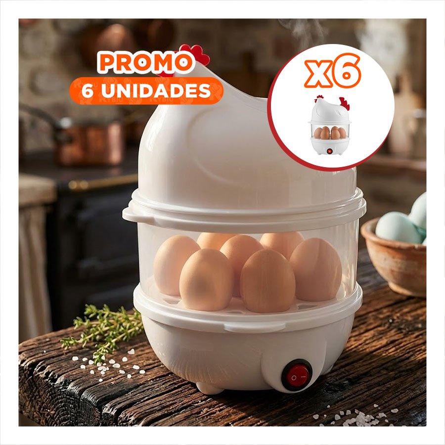 PACK6 COCINA VAPOR PORTATIL DE HUEVOS BLANCO CON 2 NIVELES PARA COCINA FACIL YPAPEL REGALO - 1