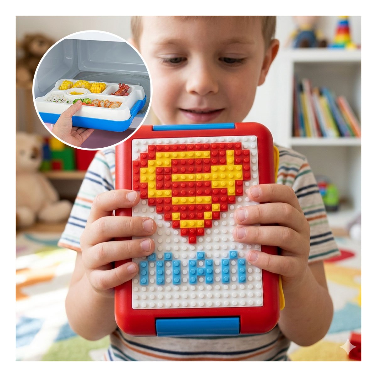 PACK4 ENVASE MODULAR ROJO CON 4 DIVISIONES PARA LLEVAR COMIDA FACILMENTE - 5