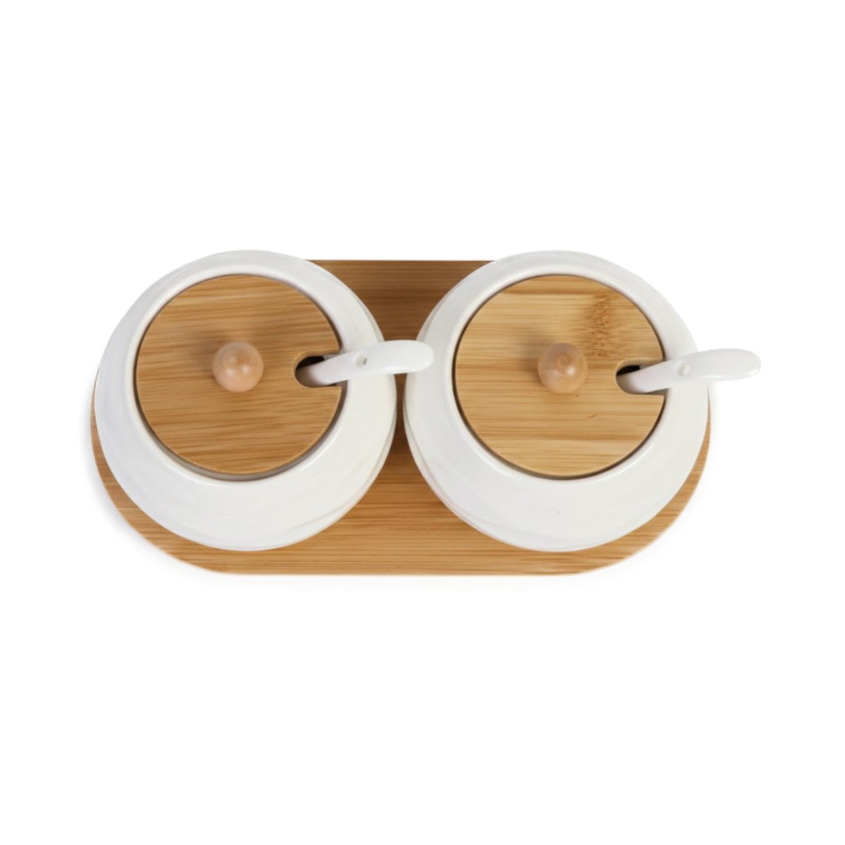 SET DE 2 RECIPIENTES CON TAPA BAMBU BLANCO 19,9CM GUARDAR ALIMENTOS COCINA YREGALO STICKER - 1
