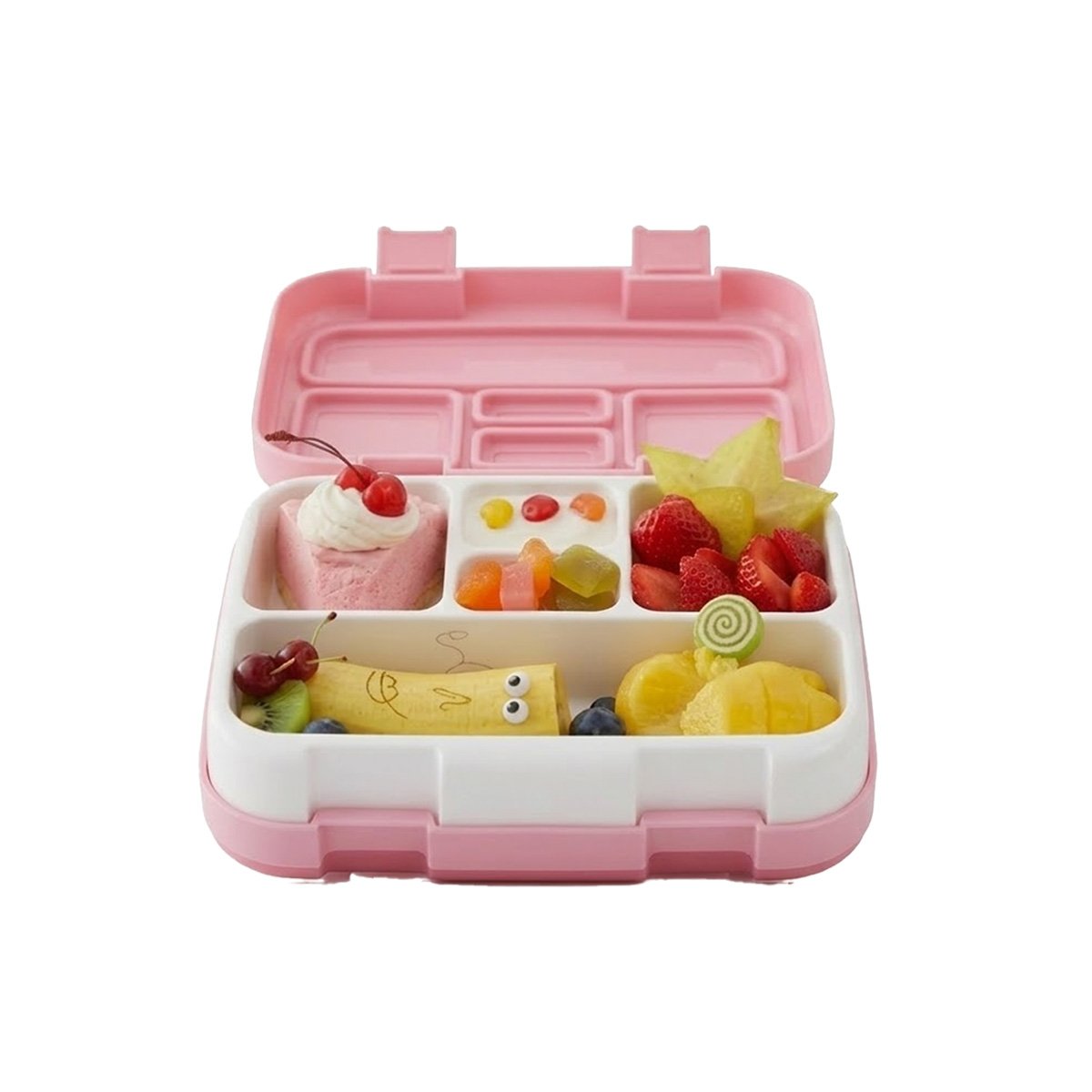 PACK2 ESTUCHE MODERNO BENTO 5 DIVISIONES ROSADO PARA ALIMENTOS SEPARADOS YREGALO STICKER - 2