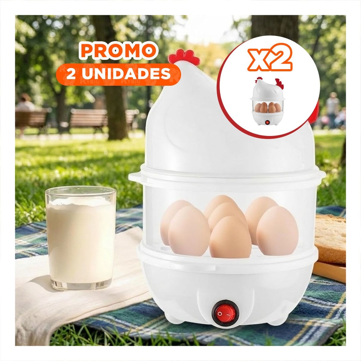 PACK2 EQUIPO DE HUEVOS ELECTRICO 2 NIVELES BLANCO PARA COCINA FUNCIONAL EN HOGAR - 1