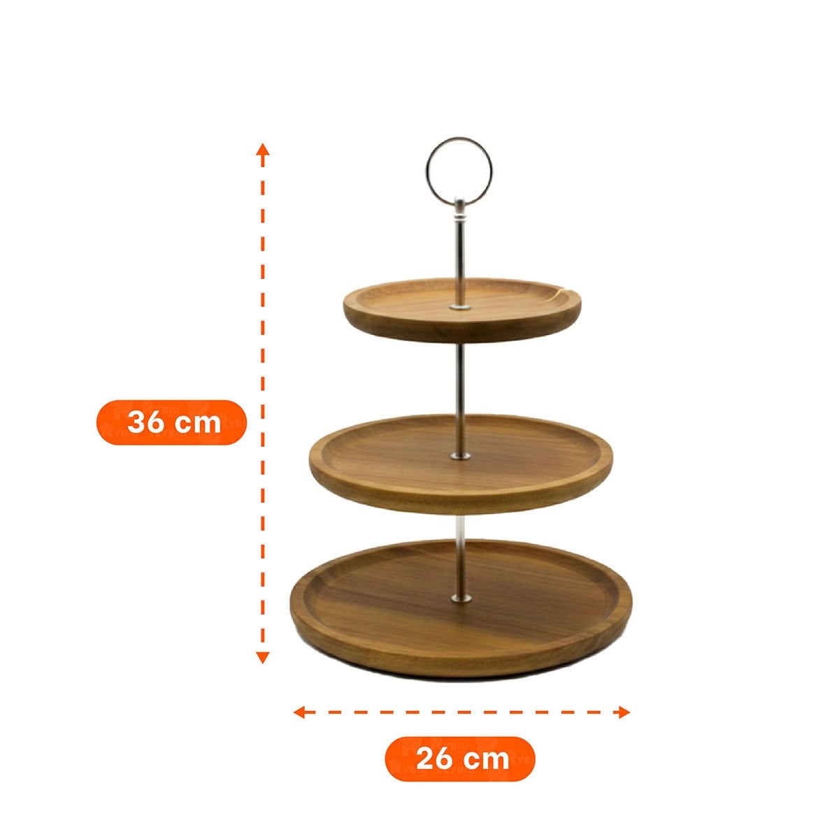 BANDEJA CIRCULAR 3 NIVELES MARRON DE MADERA EXHIBIDOR COCINA Y HOGAR - 4