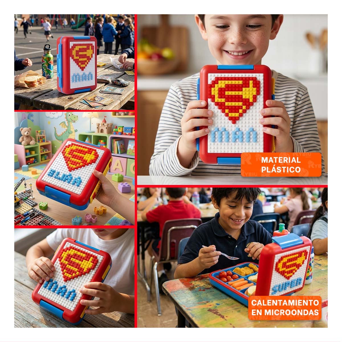 TAPER CAJA ROJO CON 4 DIVISIONES PARA COMIDAS INFANTILES Y ADULTOS YSTICKY - 2