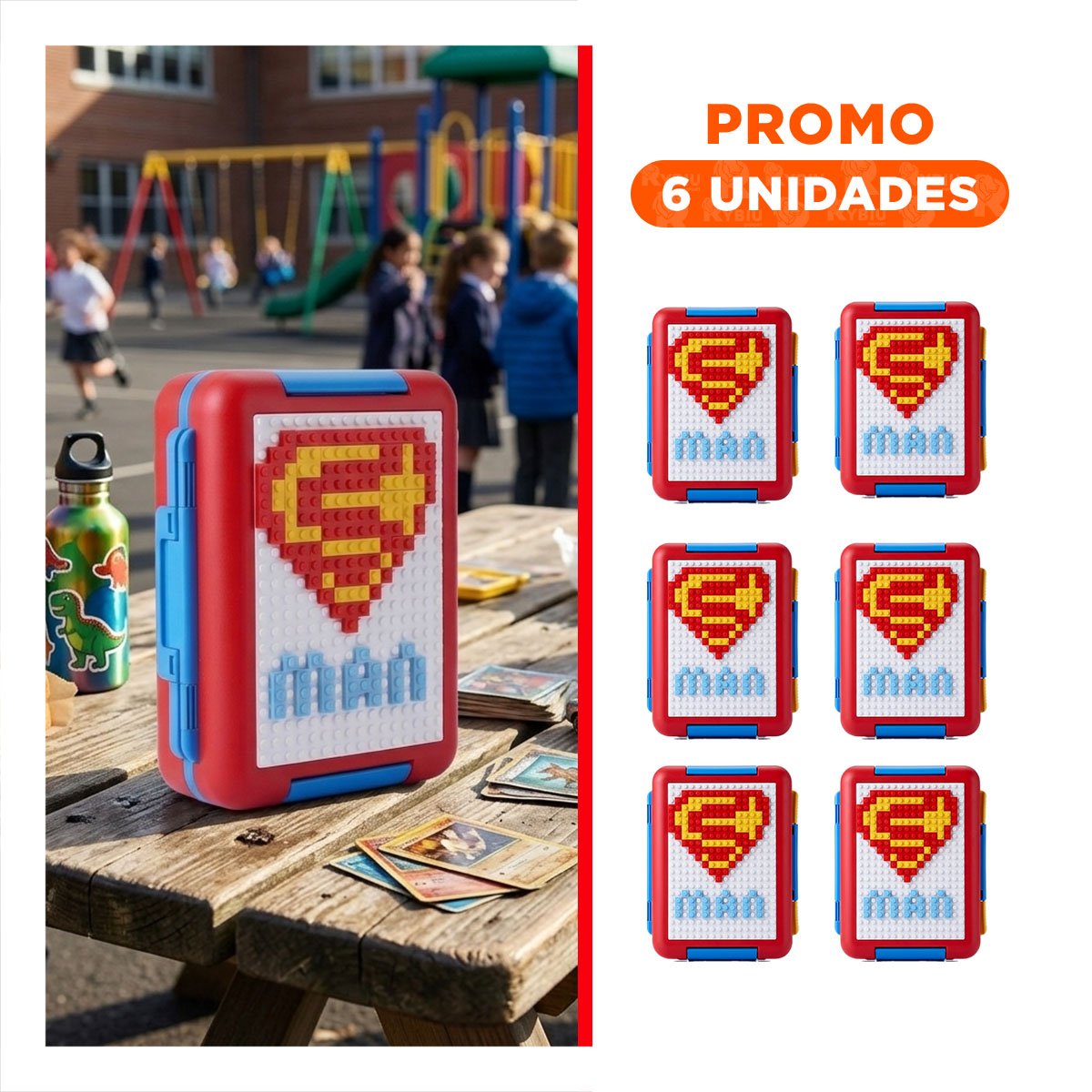 PACK6 CONTENEDOR MULTIUSO ROJO CON 4 DIVISIONES PARA USO DIARIO EN CASA YREGALO STICKER - 1