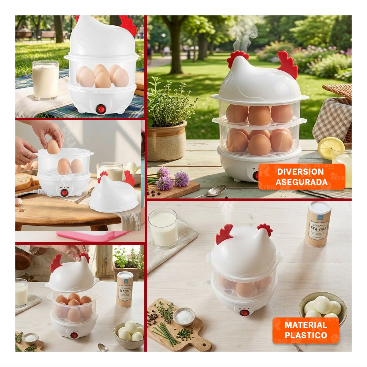 COCEDOR MODERNO DE HUEVOS BLANCO CON 2 NIVELES PARA USO PRACTICO DIARIO YSTICKY - 2
