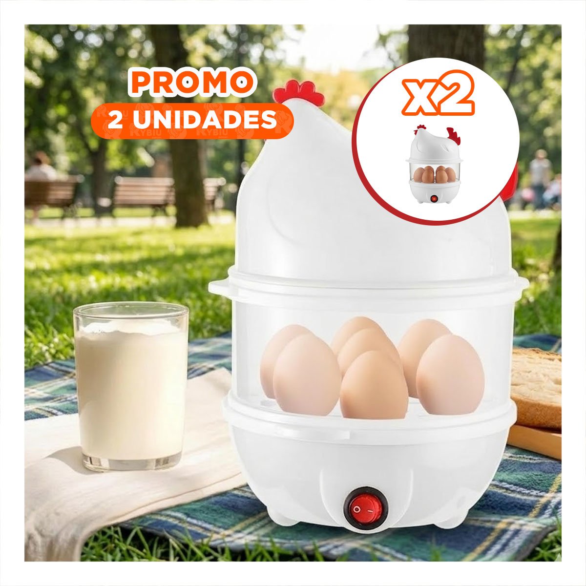 PACK2 EQUIPO COMPACTO DE HUEVOS BLANCO CON 2 NIVELES PARA USO DIARIO EN CASA YPAPEL REGALO - 1