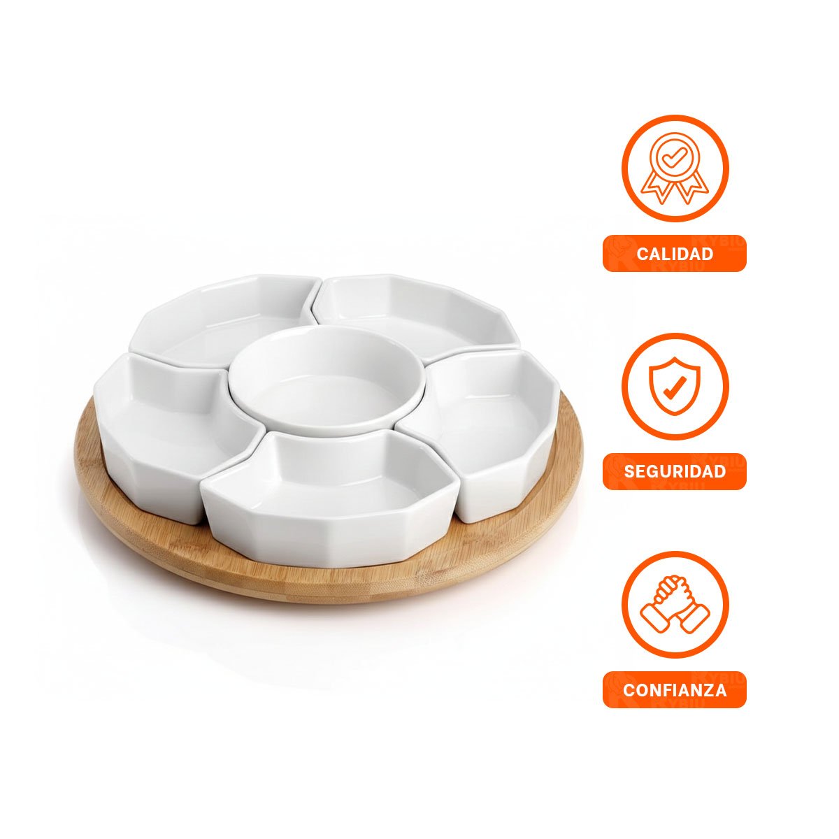 BANDEJA 6 BOWLS DE CERAMICA DE COLOR BLANCO 30CM COCINA DIARIO Y ORGANIZACIÓN YLIGAS REGALO - 5