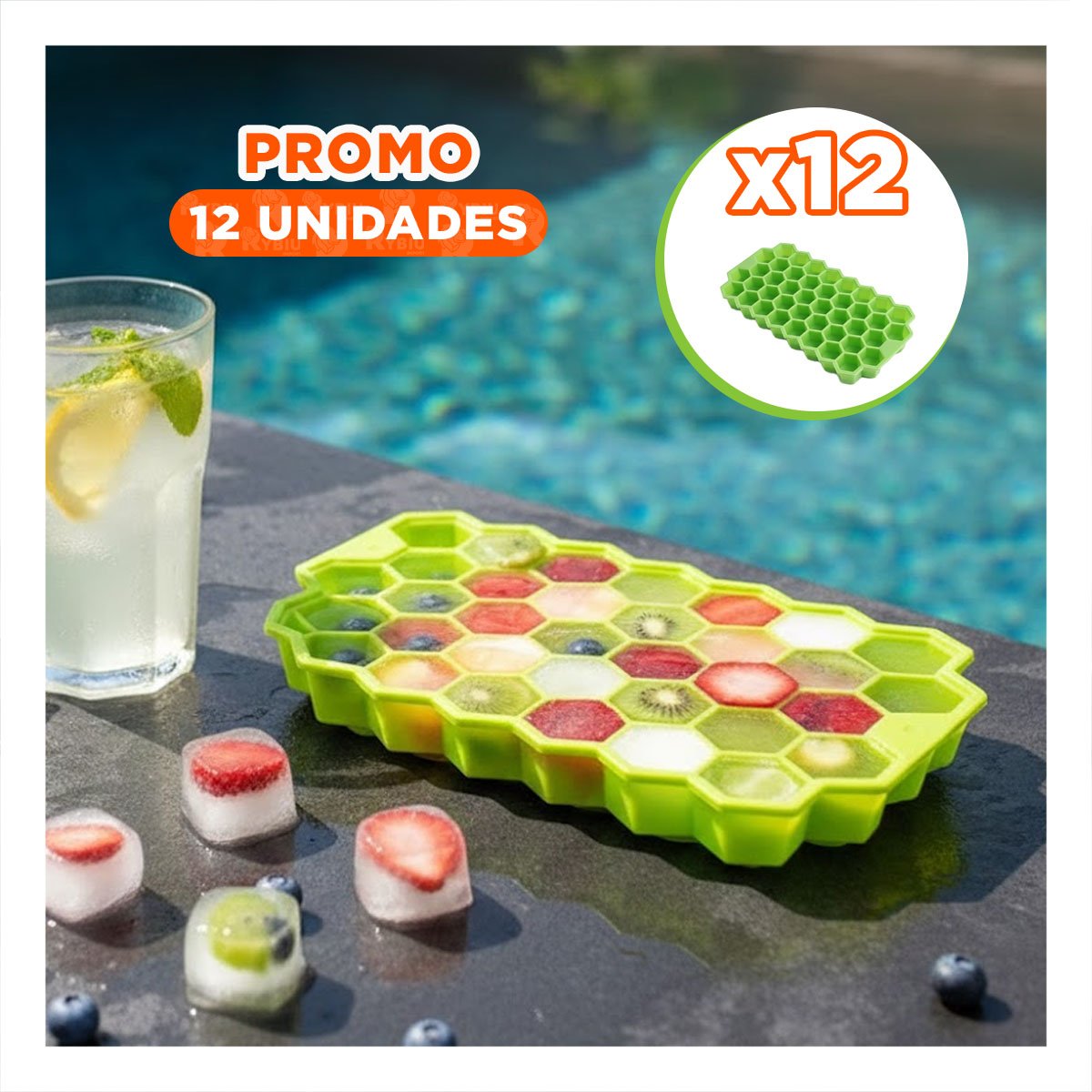 PACK12 MOLDE DE SILICONA VERDE 20,5X12CM DE ESTETICA MODERNA EN VIVIENDA YREGALO STICKER - 1