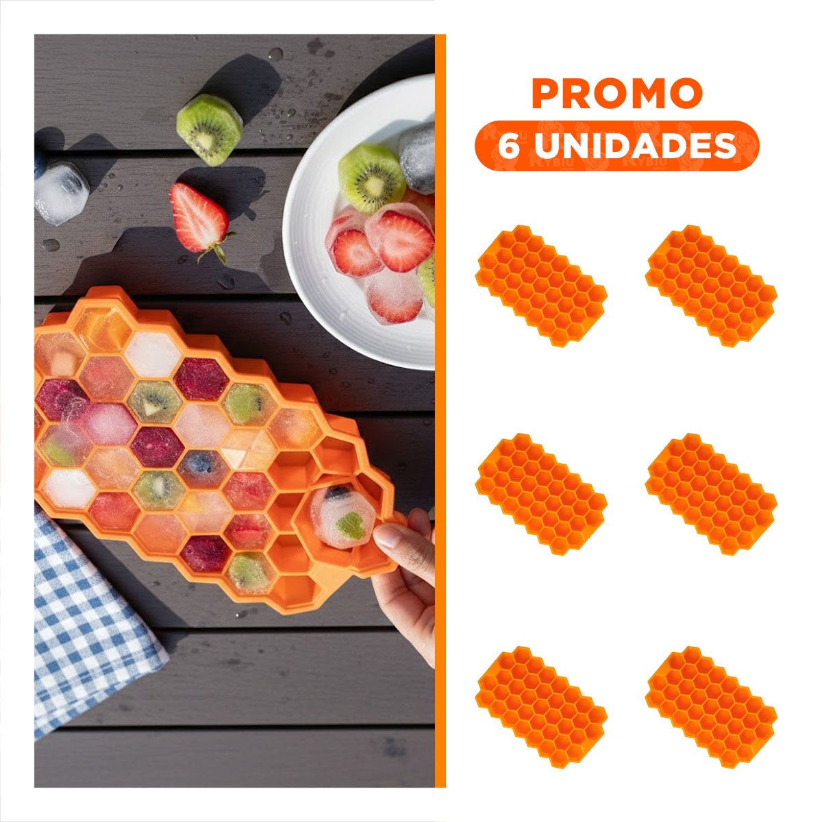 PACK6 HIELERA DE PANAL DE APARIENCIA FINA NARANJA 20,5X12CM PARA COCTEL YREGALO STICKER - 1