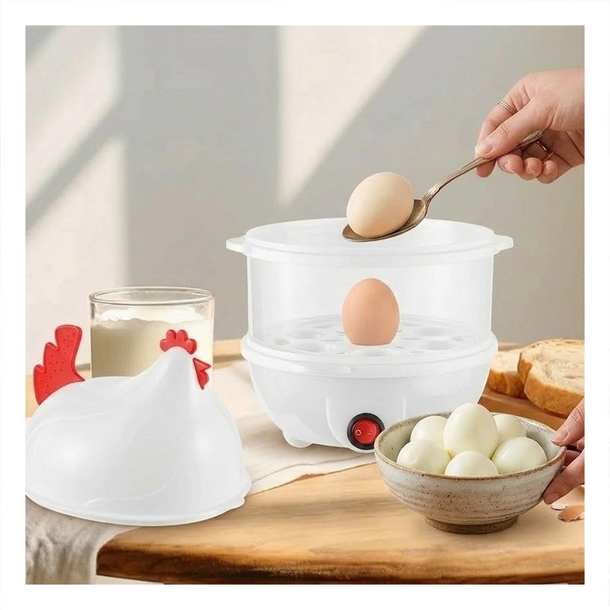 PACK12 CALENTADOR DE HUEVOS BLANCO CON 2 NIVELES PARA COCINA PRACTICA EN CASA YPAPEL REGALO - 2