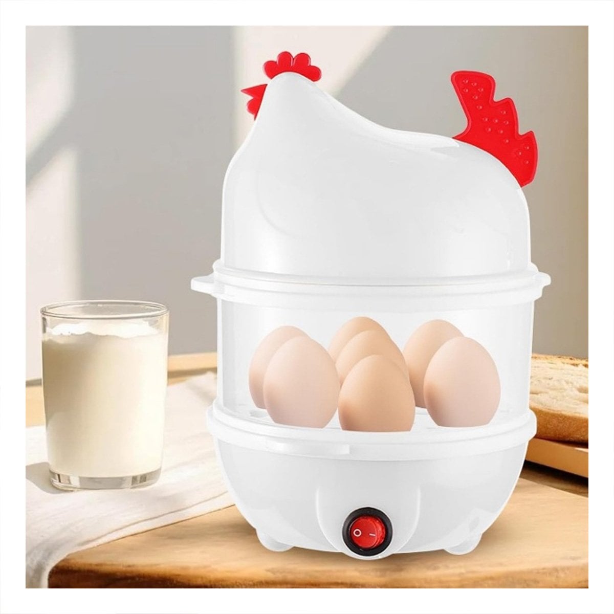 PACK12 CALENTADOR DE HUEVOS BLANCO CON 2 NIVELES PARA COCINA PRACTICA EN CASA YPAPEL REGALO - 3