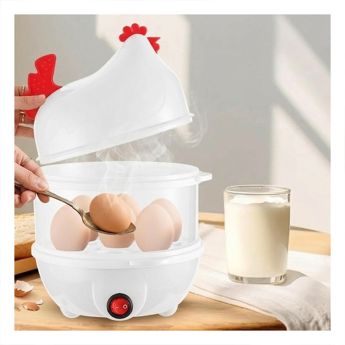PACK12 CALENTADOR DE HUEVOS BLANCO CON 2 NIVELES PARA COCINA PRACTICA EN CASA YPAPEL REGALO - 5