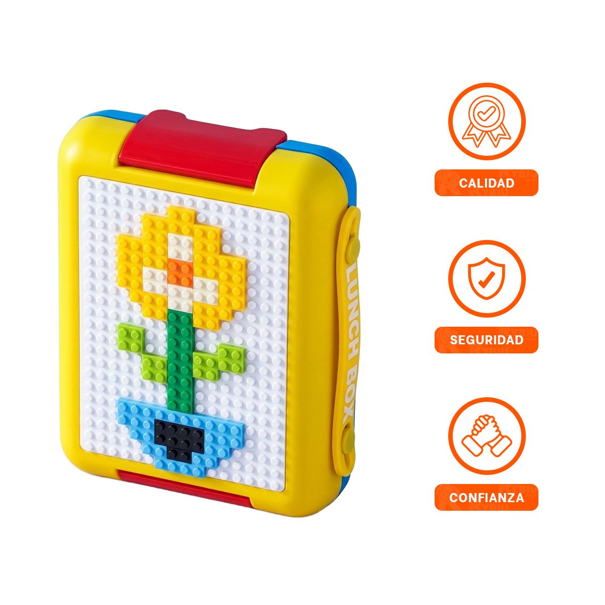 CONTENEDOR BENTO LEGO 4 DIVISIONES AMARILLO PRACTICO PARA COLEGIO YPAPEL REGALO - 5