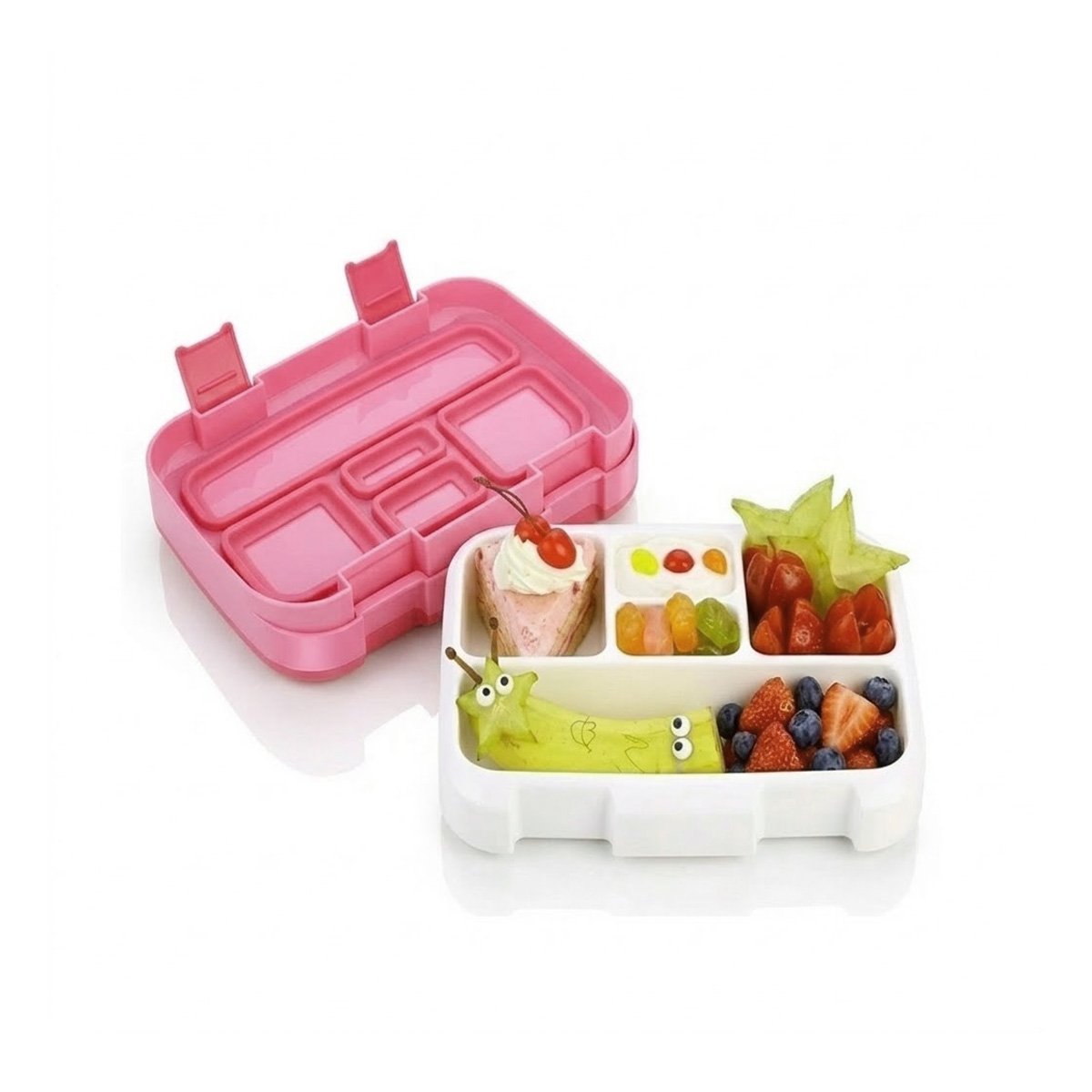 CAJA PORTATIL BENTO 5 DIVISIONES ROSADO PARA ALIMENTOS FRESCOS DIARIOS YLIGAS REGALO - 5