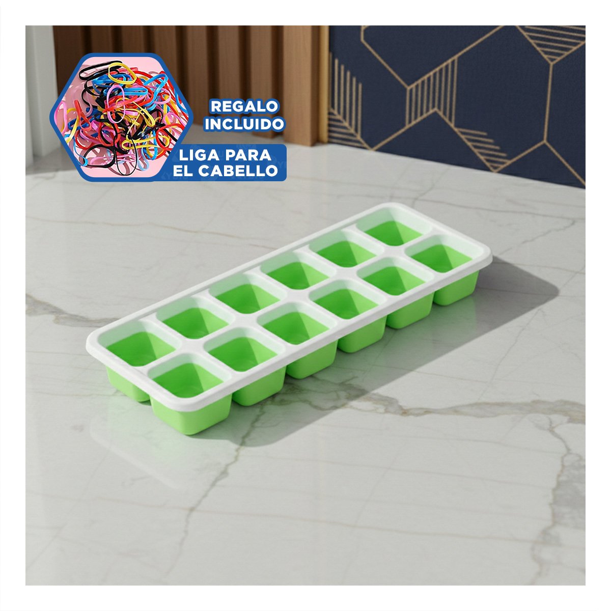 MOLDE FUNCIONAL PARA CUBOS UNIFORMES EN COCINA VERDE YLIGAS REGALO - 2