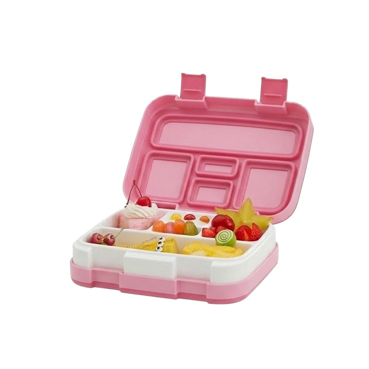 CAJA MODERNA BENTO 5 DIVISIONES ROSADO PARA ALIMENTOS ORGANIZADOS YREGALO STICKER - 1