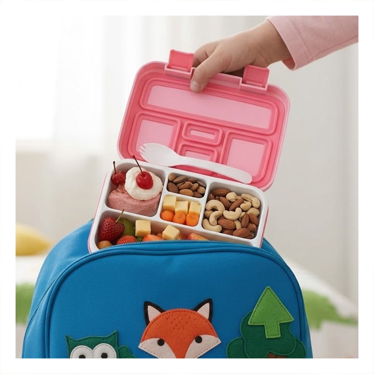 CAJA MODERNA BENTO 5 DIVISIONES ROSADO PARA ALIMENTOS ORGANIZADOS YREGALO STICKER - 5