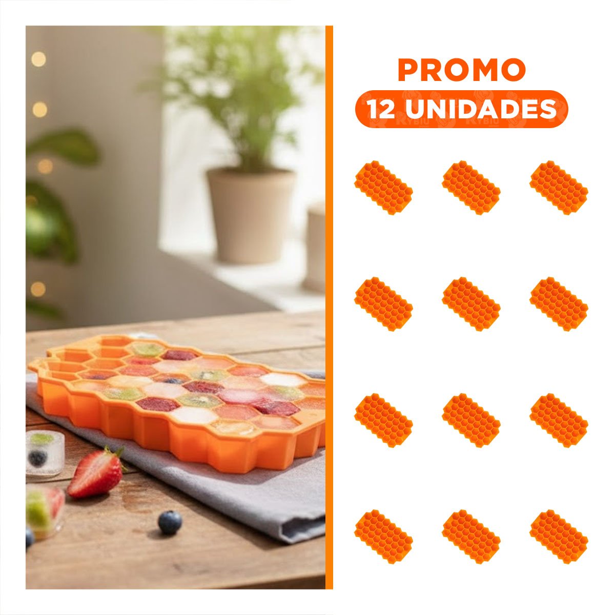 PACK12 BANDEJA DE HIELO PARA UNA TARDE DE ORDEN NARANJA 20,5X12CM REAL - 1